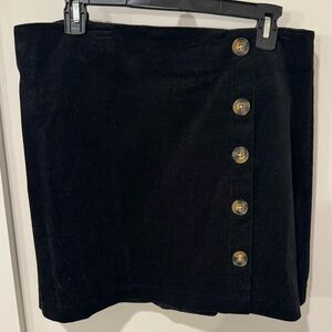 Black Corduroy Skirt with Tortoise Buttons